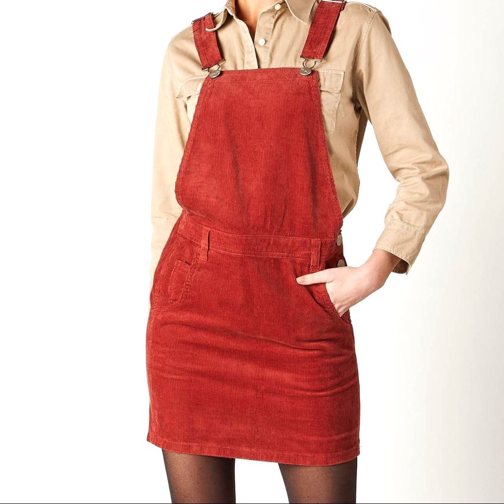 Corduroy Red Pinafore Dress
